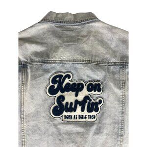 Rip Curl Keep On Surfin Denim Jean Jacket Women's S Blue Embroidered Light Wash